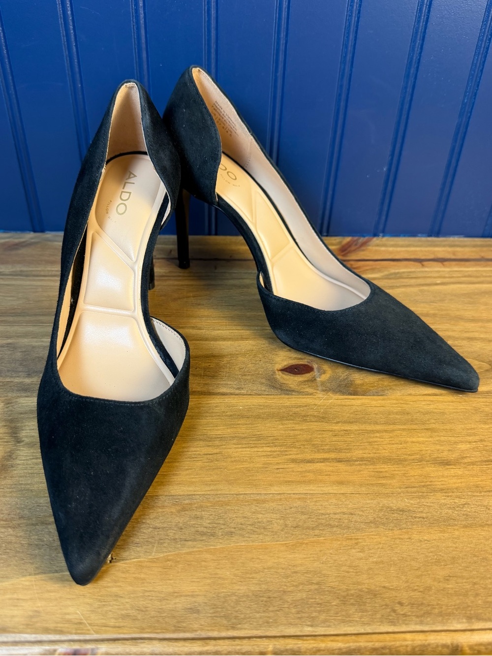 Aldo Black Suede Pointed Toe Stiletto Heels Size 7